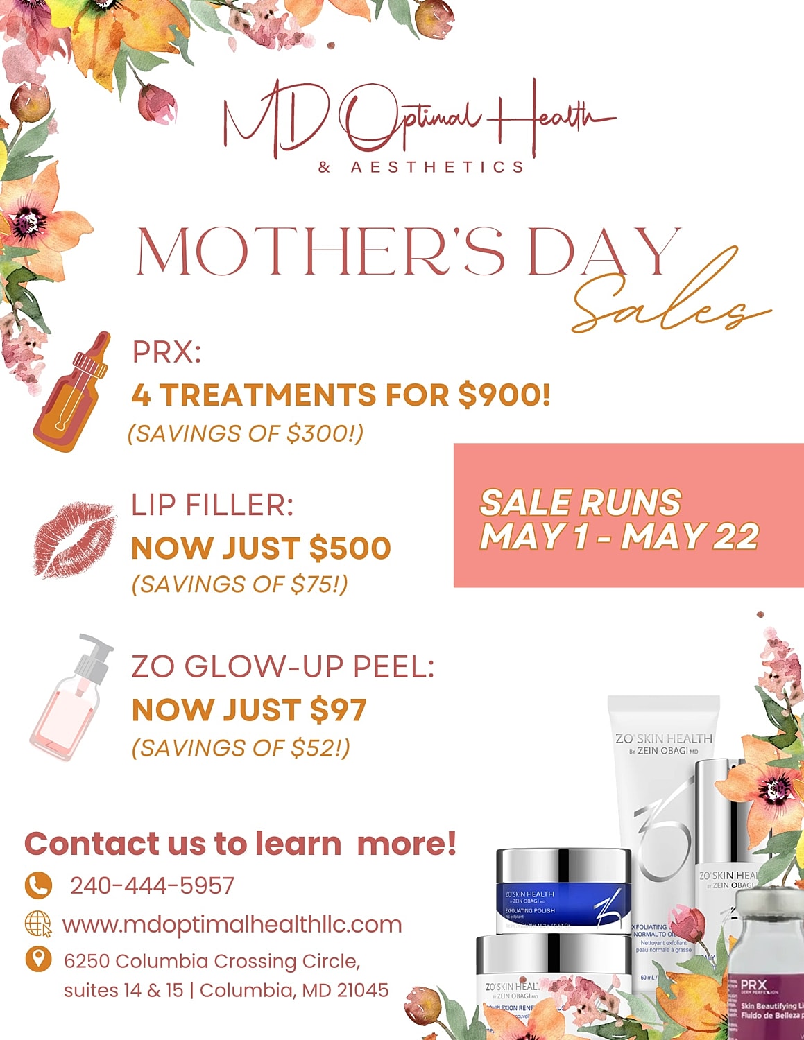 Mother's Day sales at MD Optimal Health.