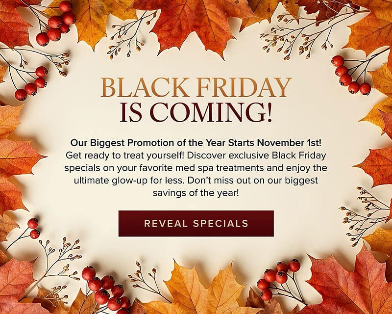 Black Friday promotion announcement with autumn leaves.